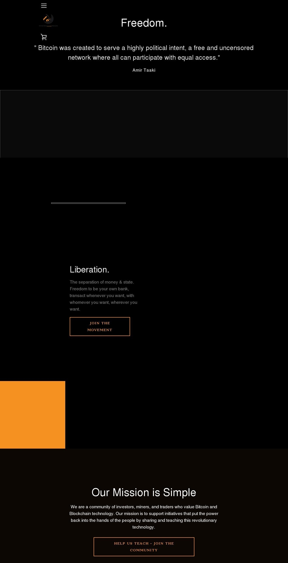 miningtothemoon.com — Shopify storefront screenshot