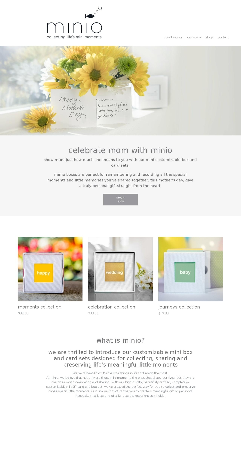 miniocards.com shopify website screenshot