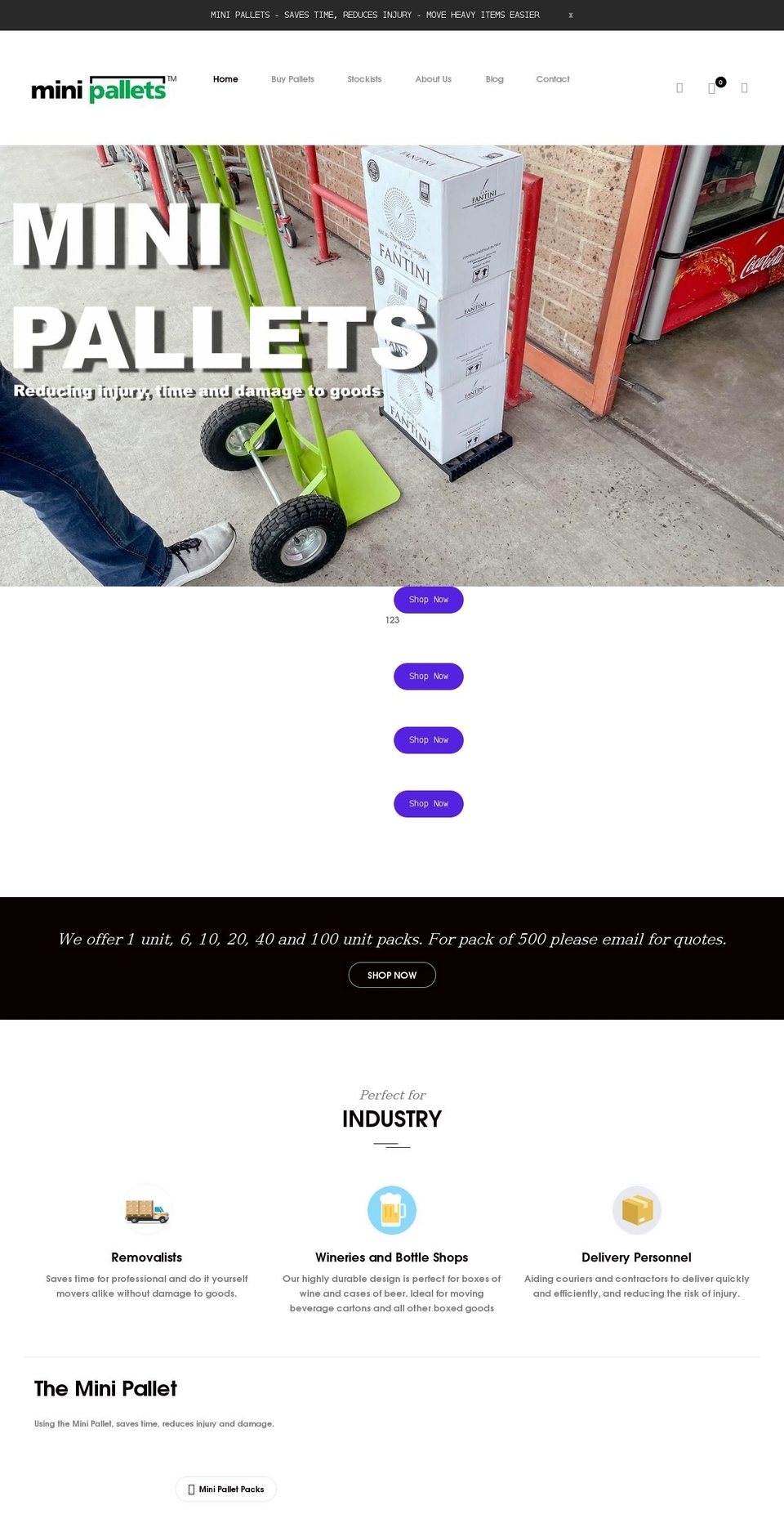 minipallets.com.au shopify website screenshot