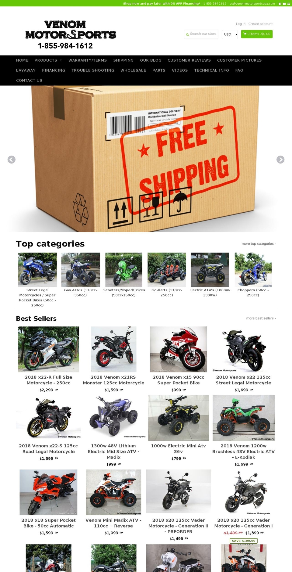 minipocketrocketbike.com — Shopify storefront screenshot