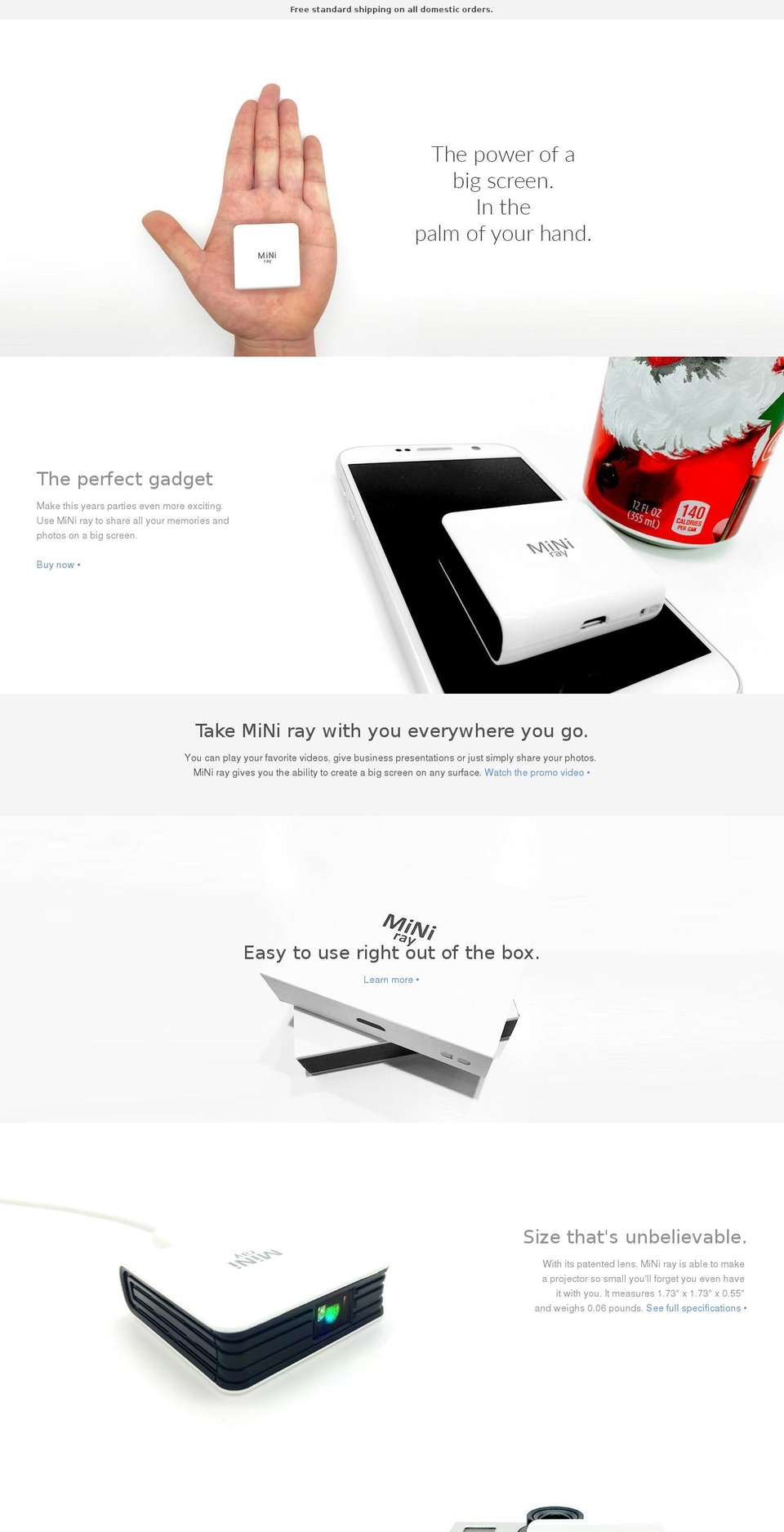 minirayprojector.com shopify website screenshot