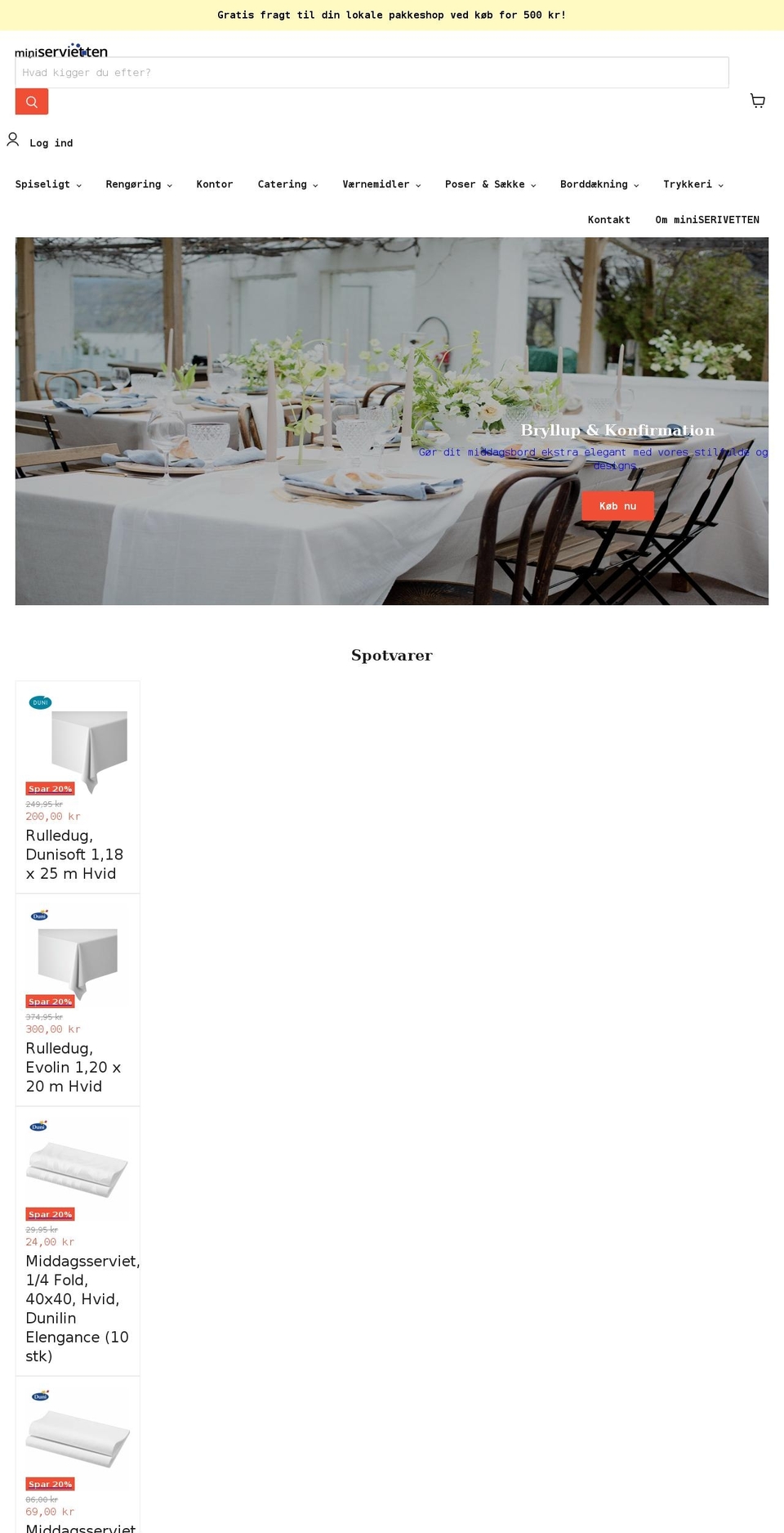miniservietten.dk shopify website screenshot