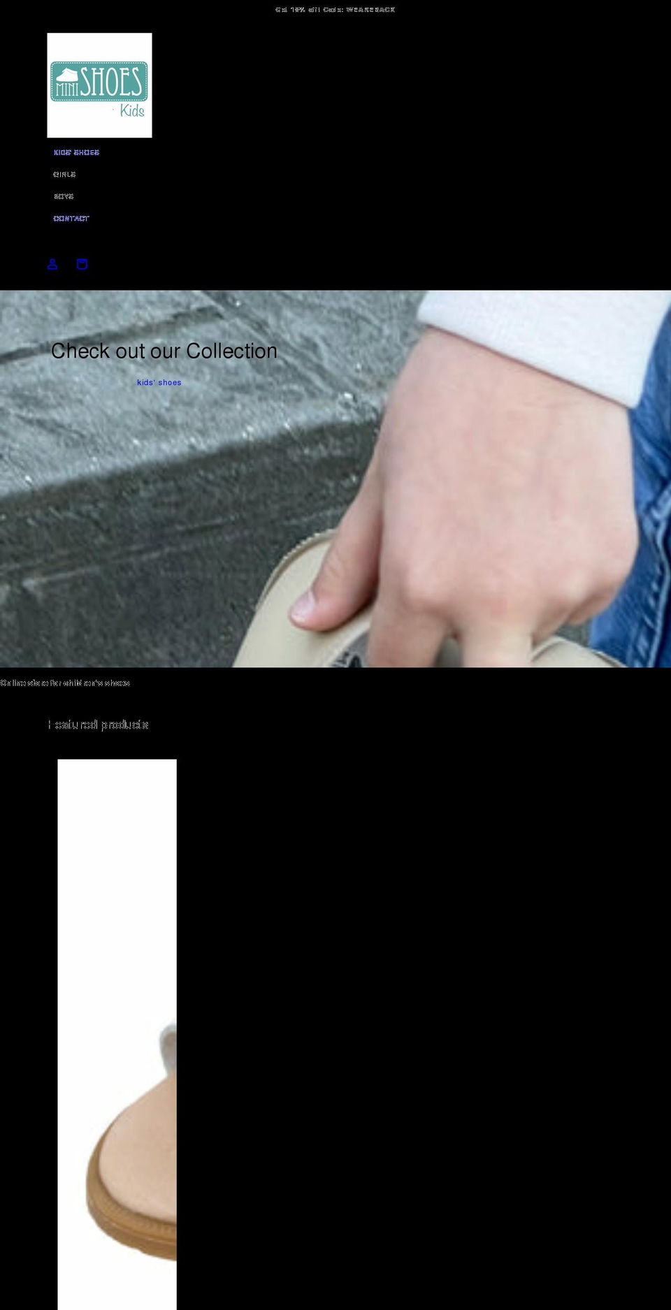 minishoeskids.com shopify website screenshot