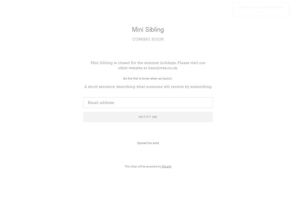 minisibling.com shopify website screenshot
