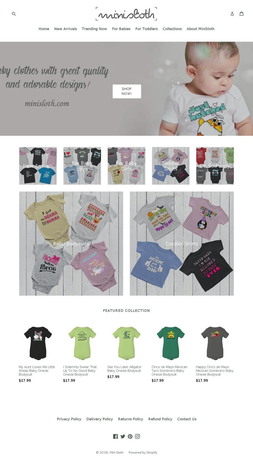 minisloth.com shopify website screenshot