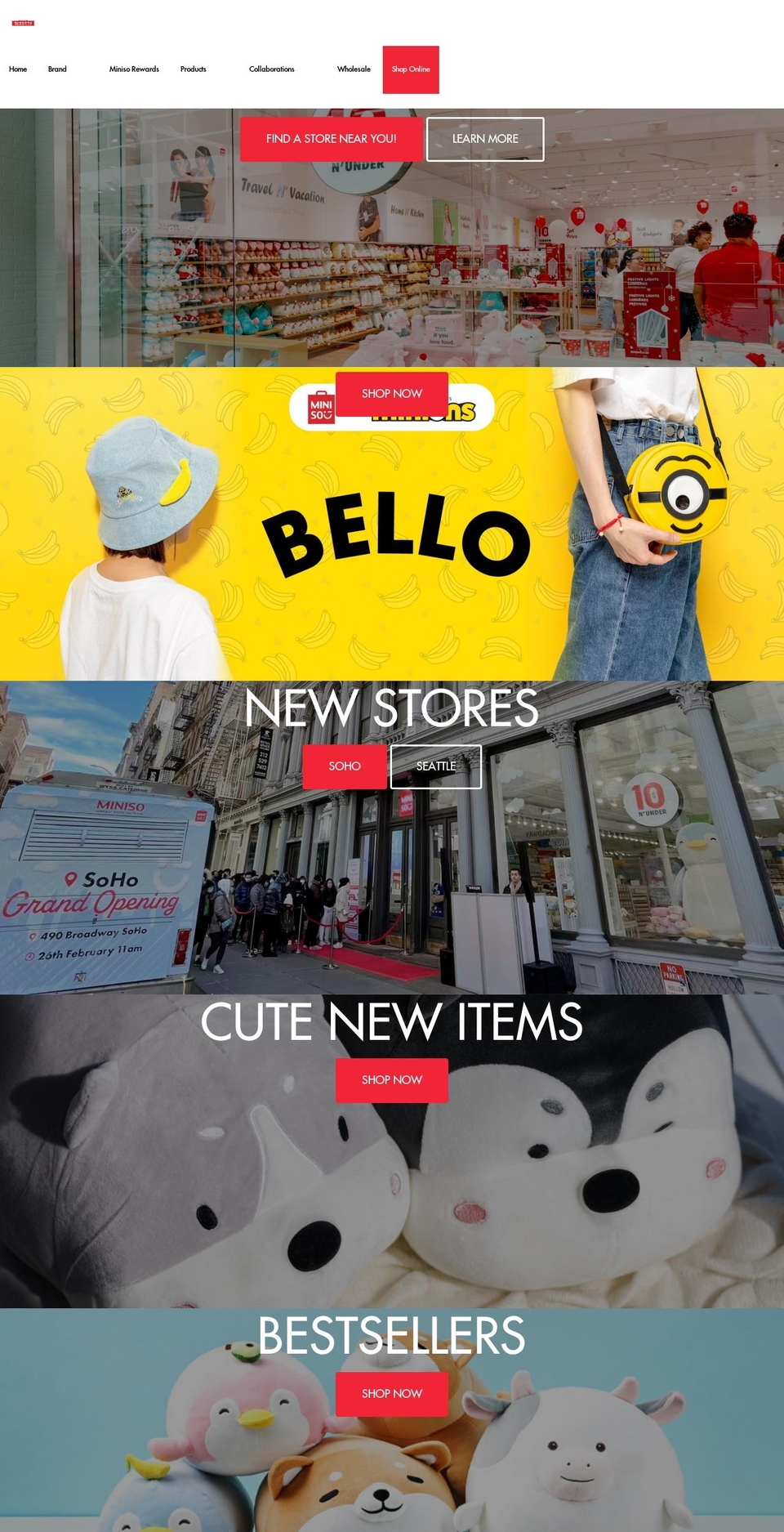 miniso-us.com shopify website screenshot