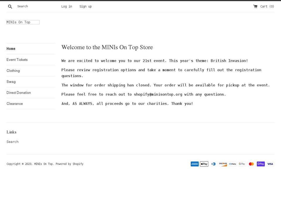 minisontopshop.com shopify website screenshot