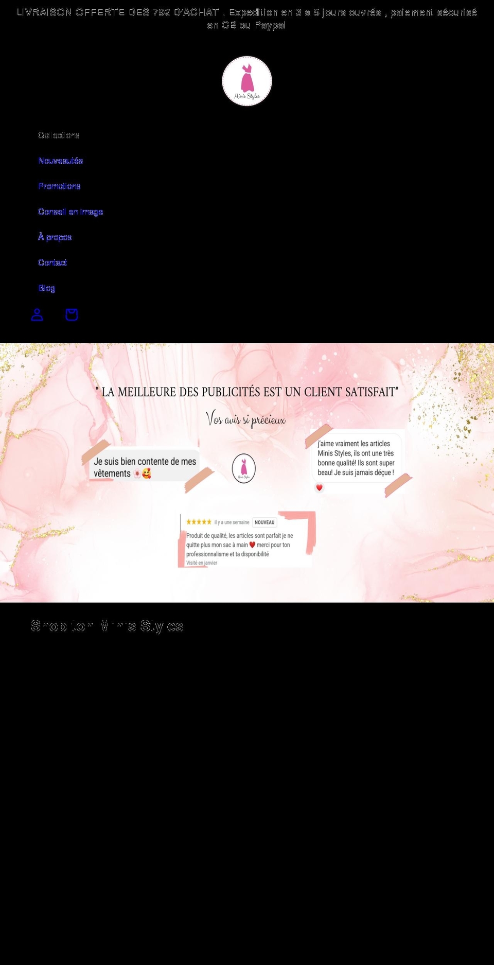 minisstyles.com shopify website screenshot
