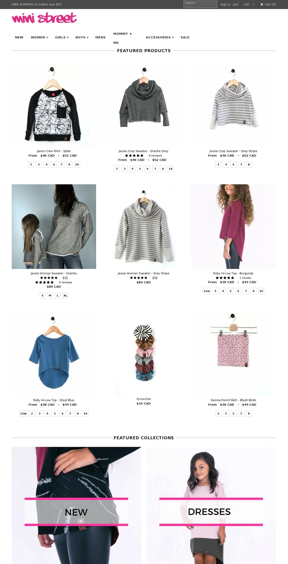 ministreetclothing.com — Shopify storefront screenshot