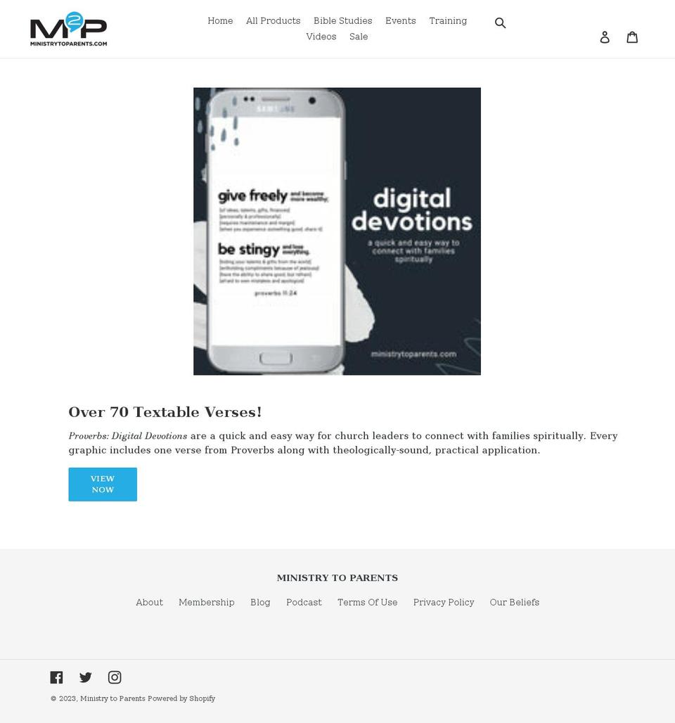 ministry-to-parents.com shopify website screenshot