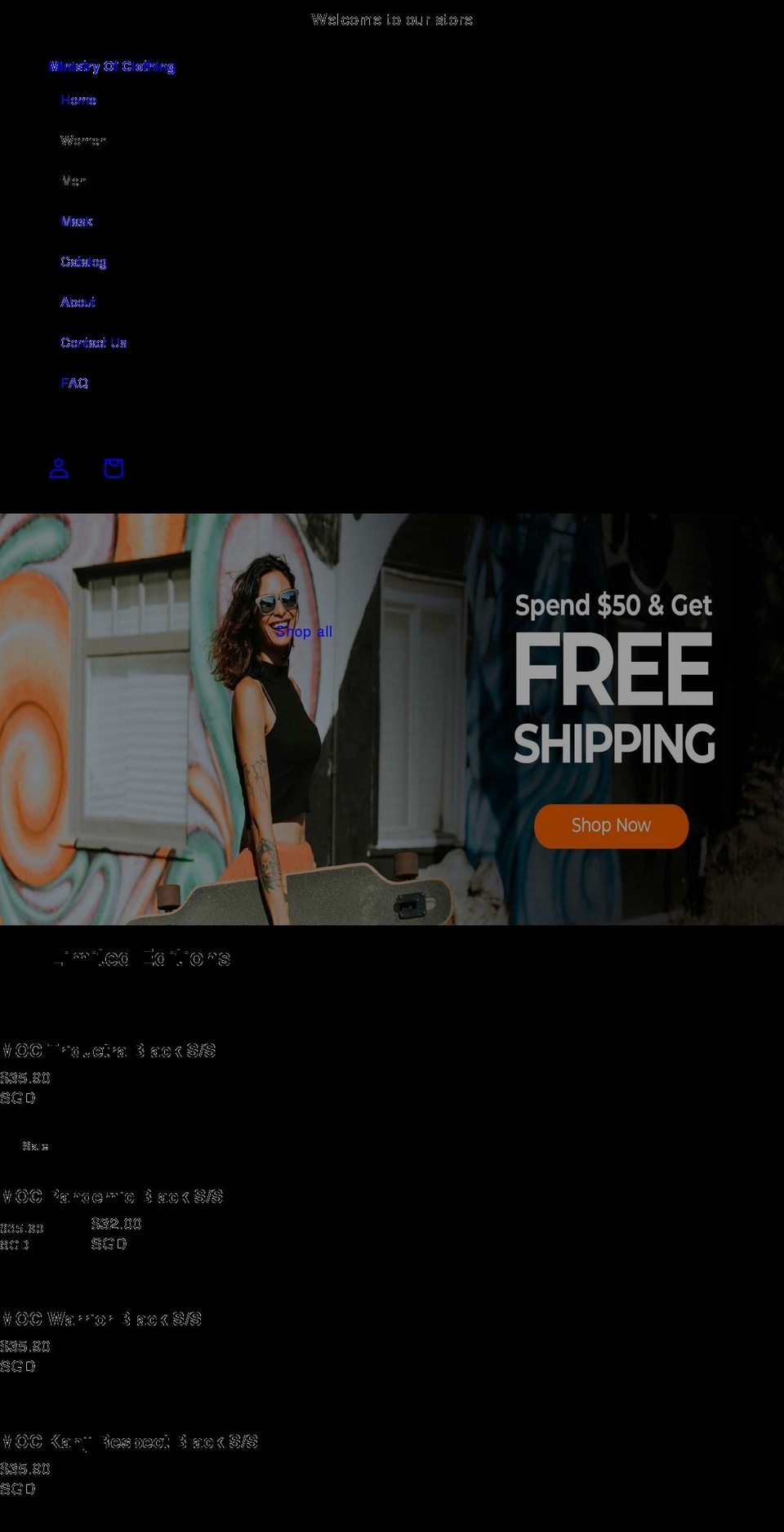 ministryofclothing.com.sg shopify website screenshot