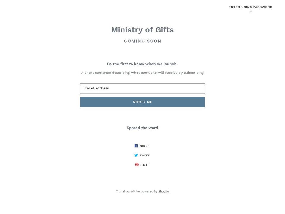 ministryofgifts.net shopify website screenshot