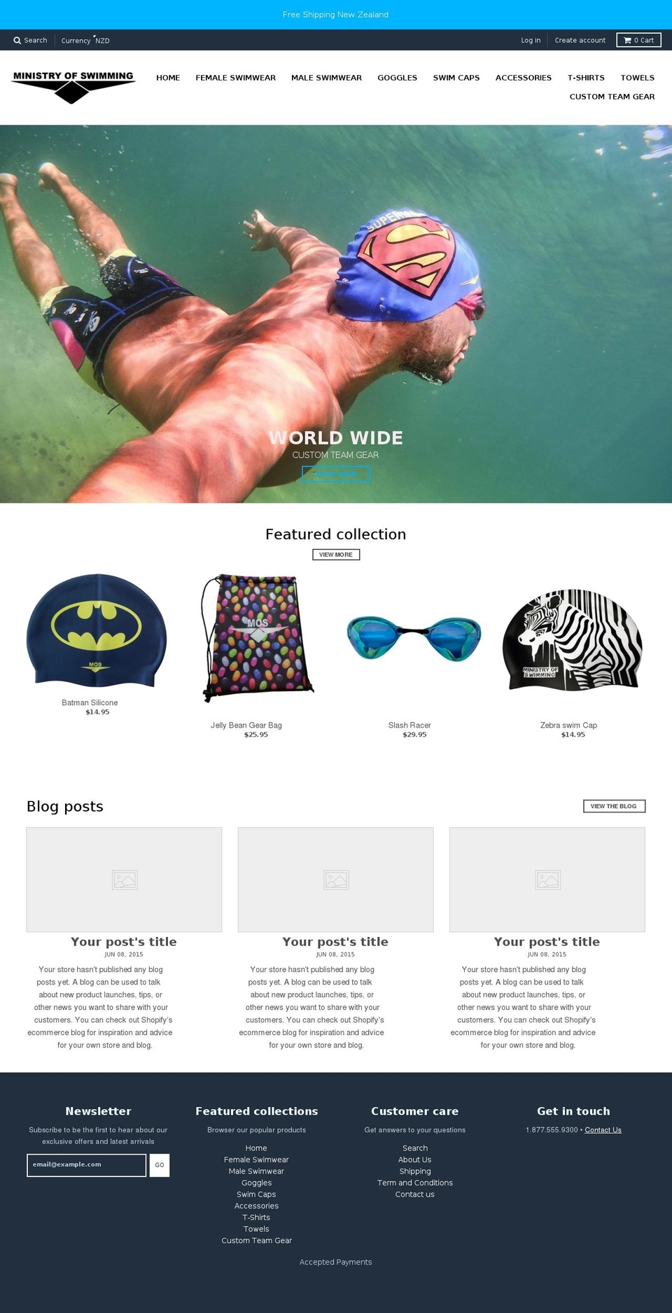 ministryofswimming.com shopify website screenshot