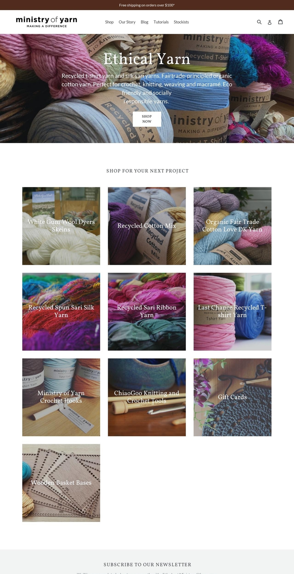 ministryofyarn.com.au shopify website screenshot