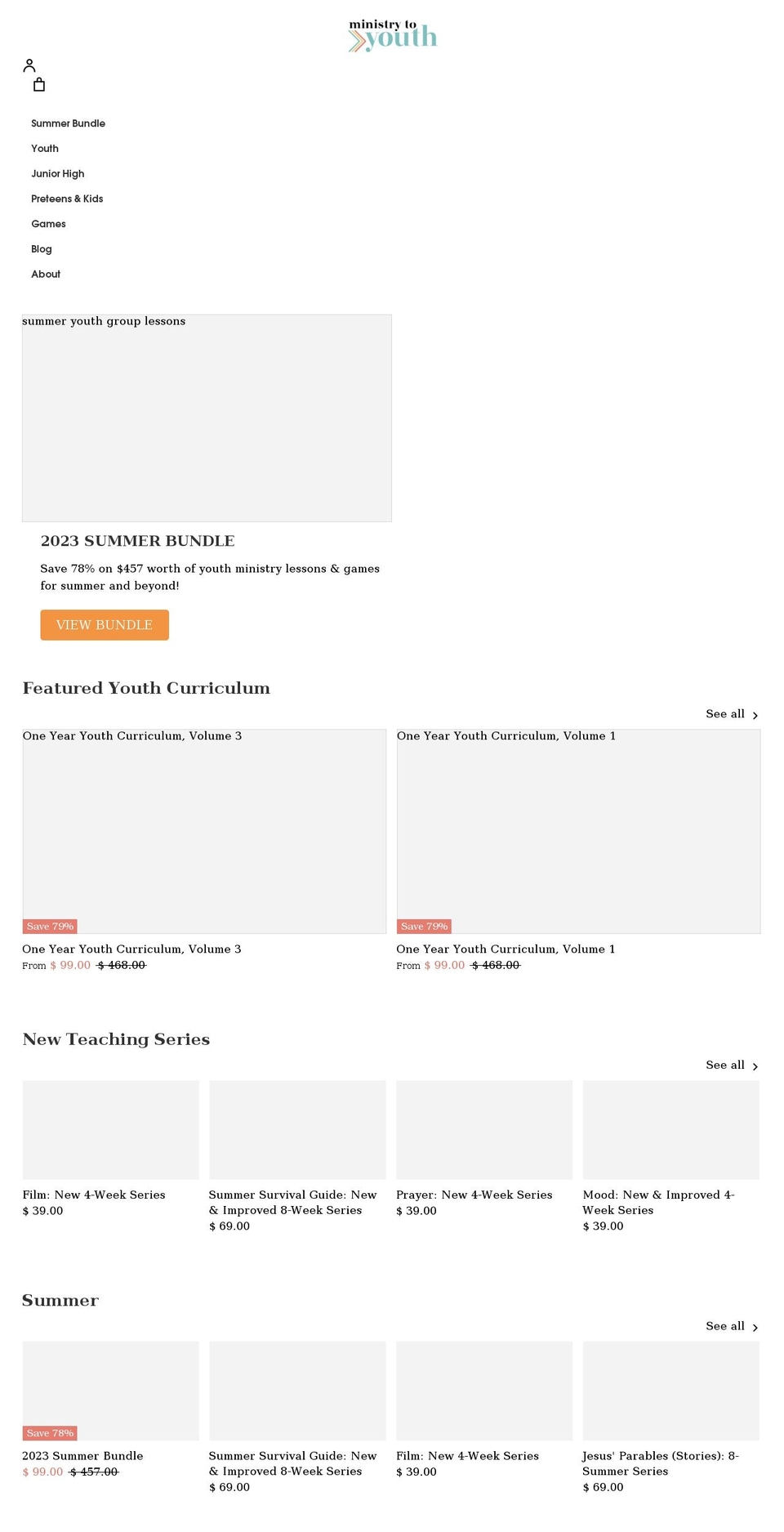 ministrytoyouth.myshopify.com — Shopify storefront screenshot