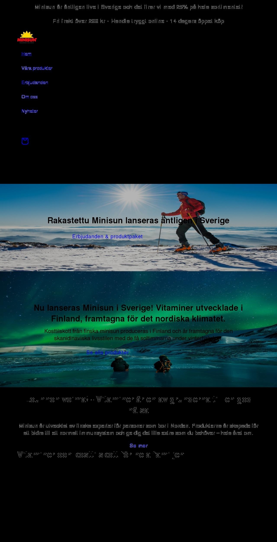 minisun.se shopify website screenshot