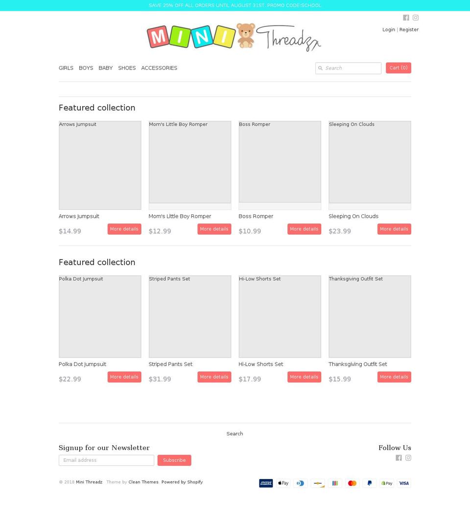 minithreadz.com — Shopify storefront screenshot