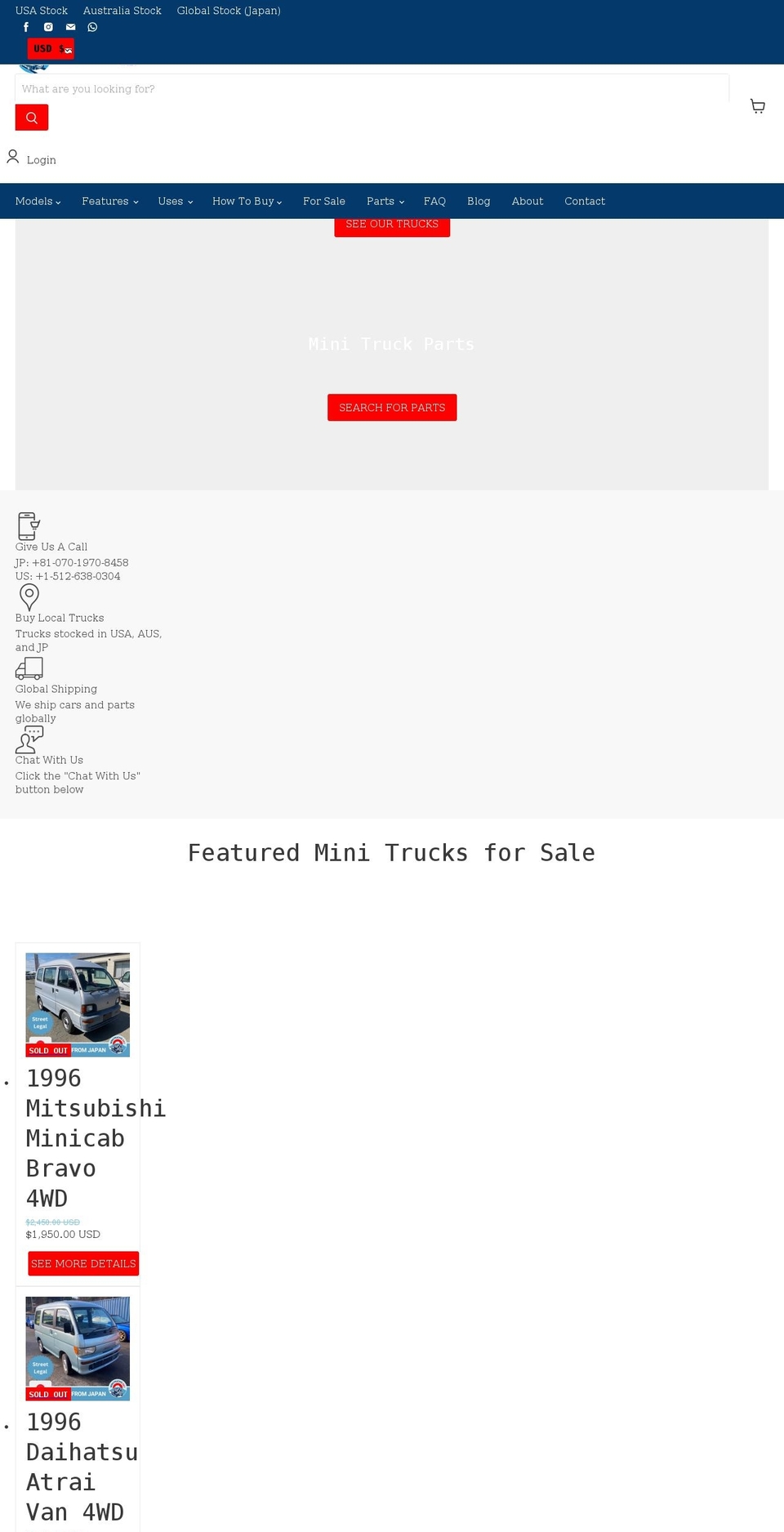 minitrucks.net shopify website screenshot