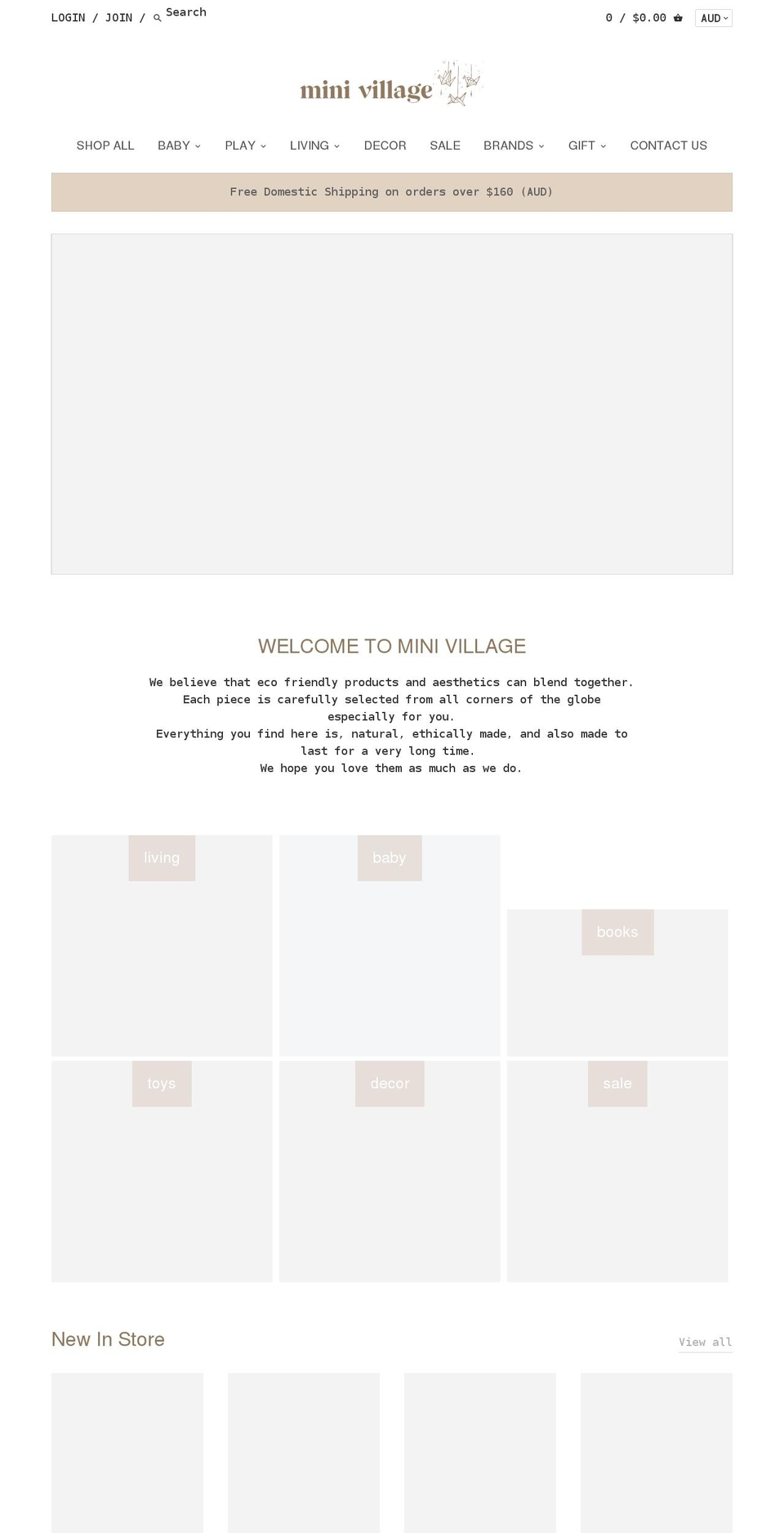 minivillage.com.au shopify website screenshot