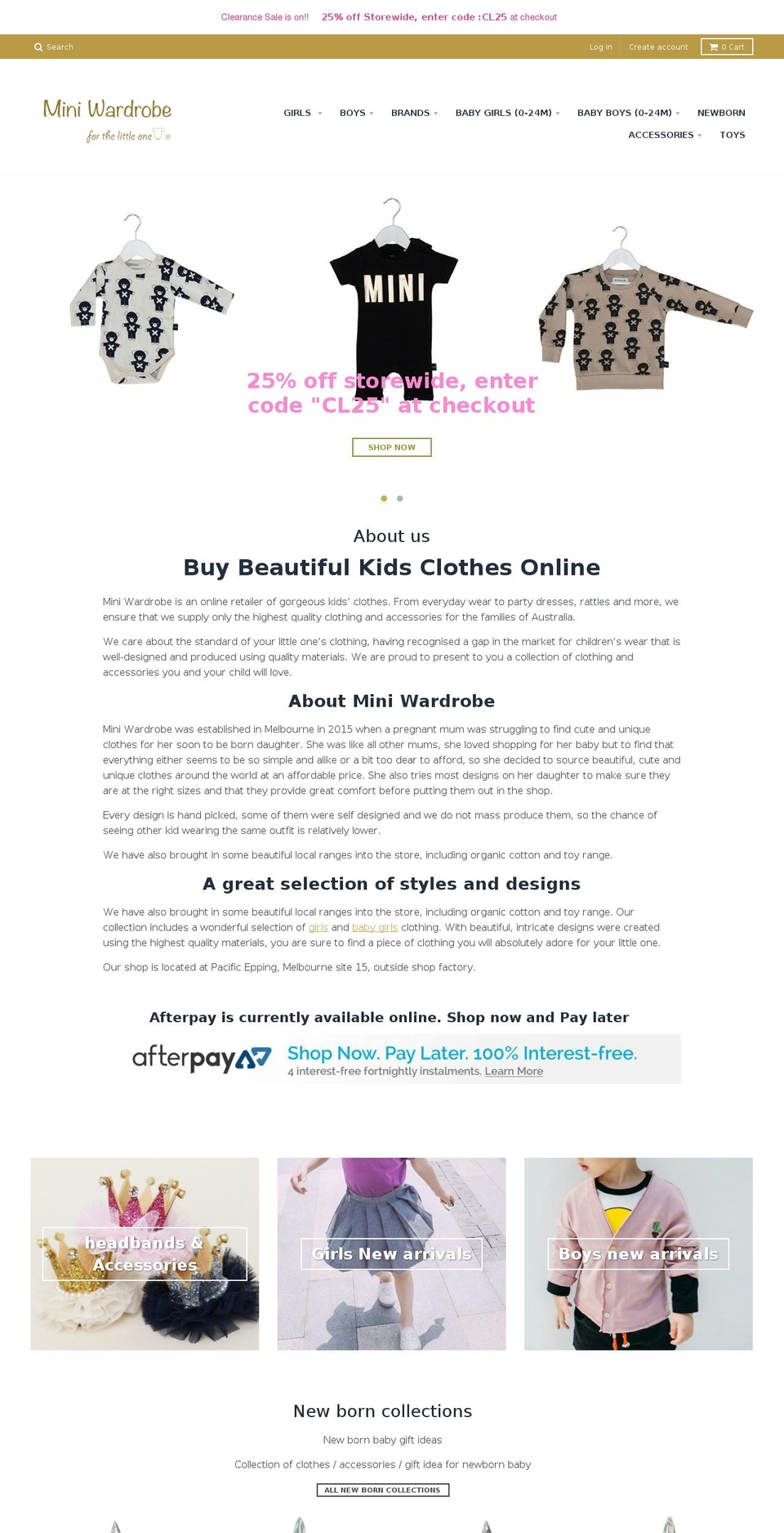 miniwardrobe.com.au shopify website screenshot