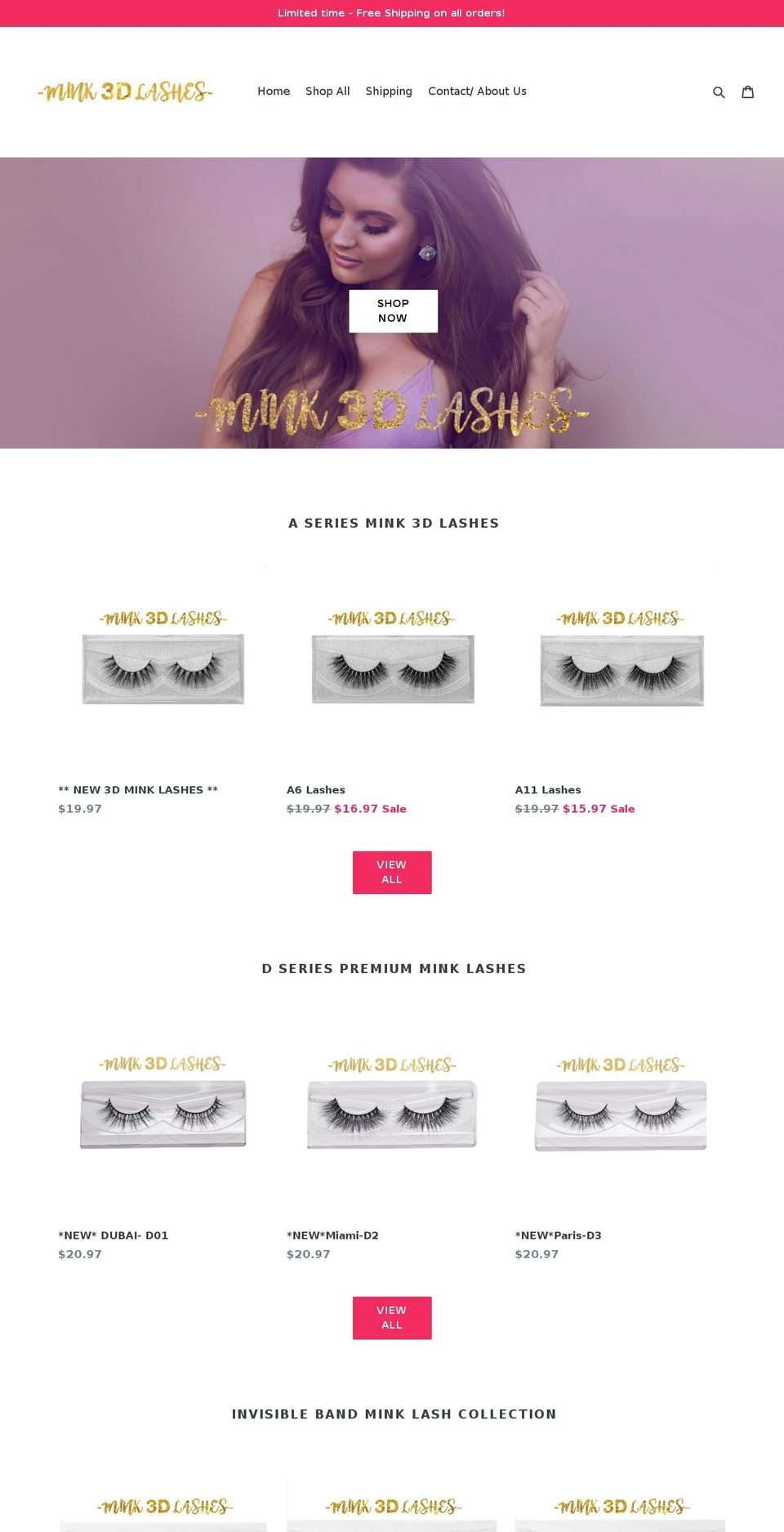 mink3dlashes.com — Shopify storefront screenshot