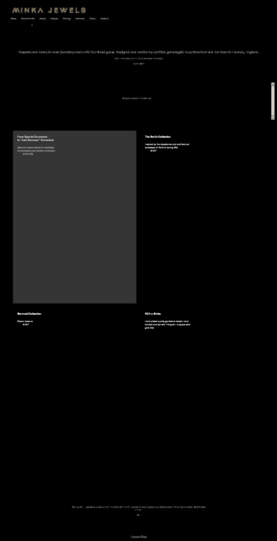 minkajewels.com shopify website screenshot