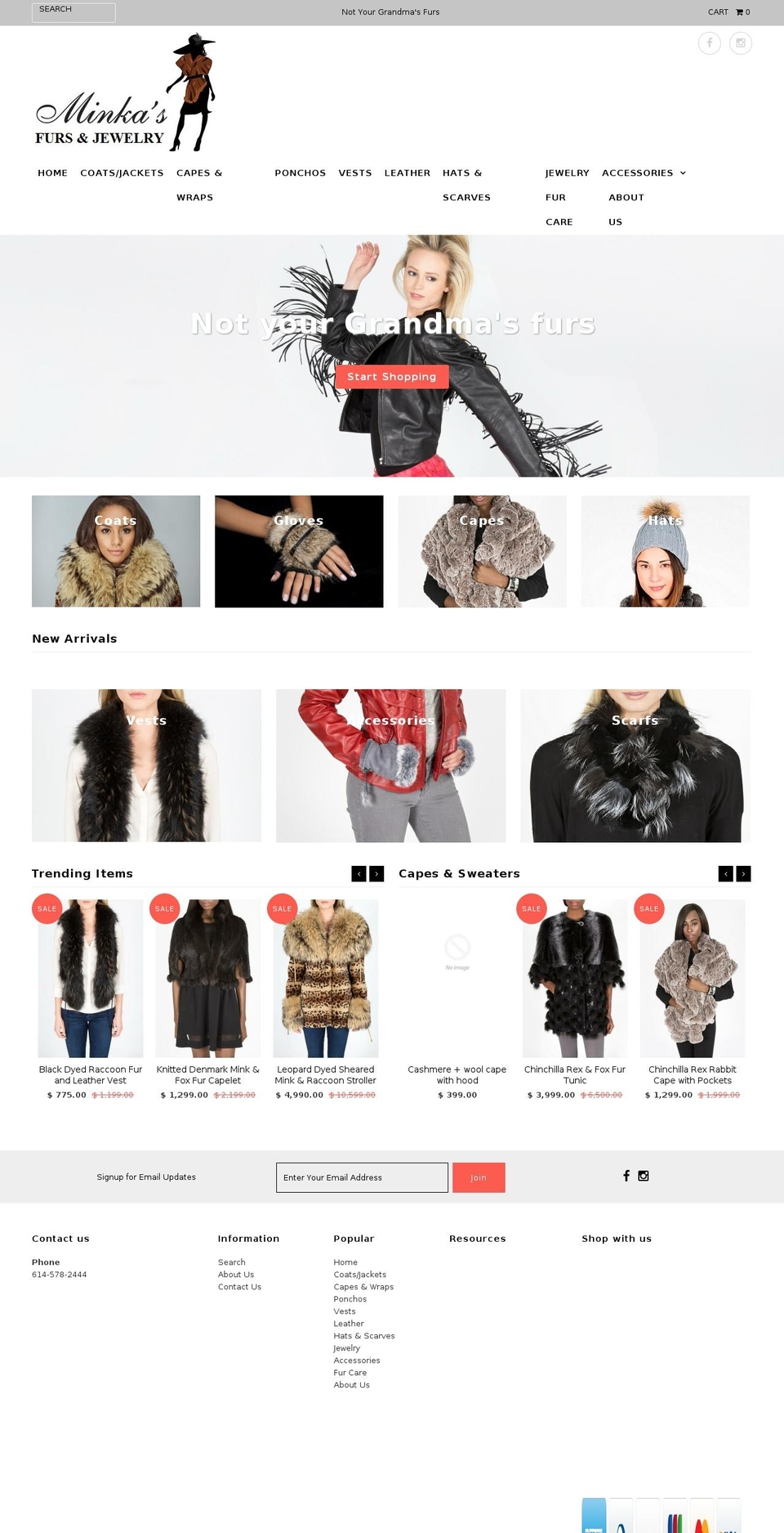 minkasfurs.com shopify website screenshot