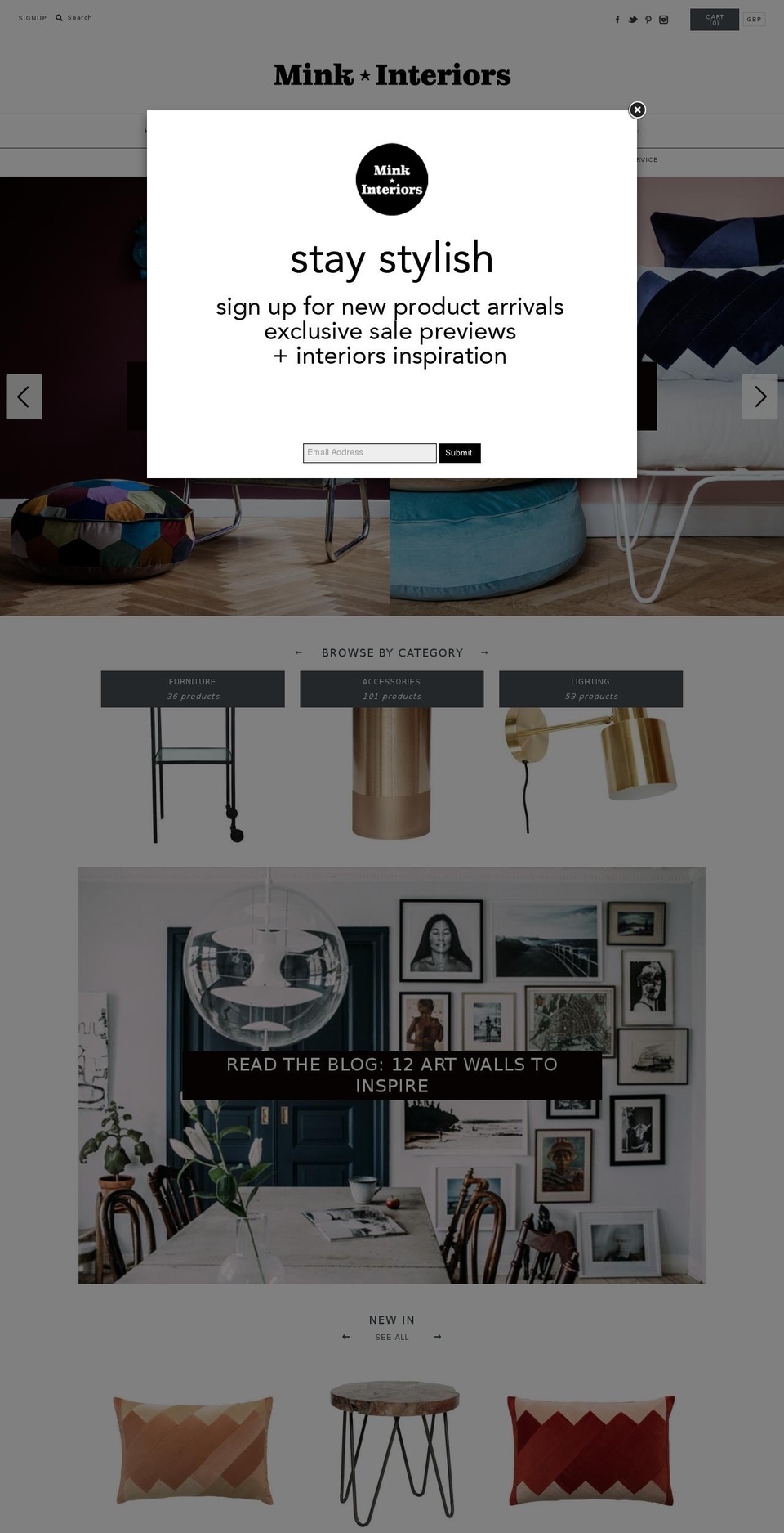 minkinteriors.com shopify website screenshot