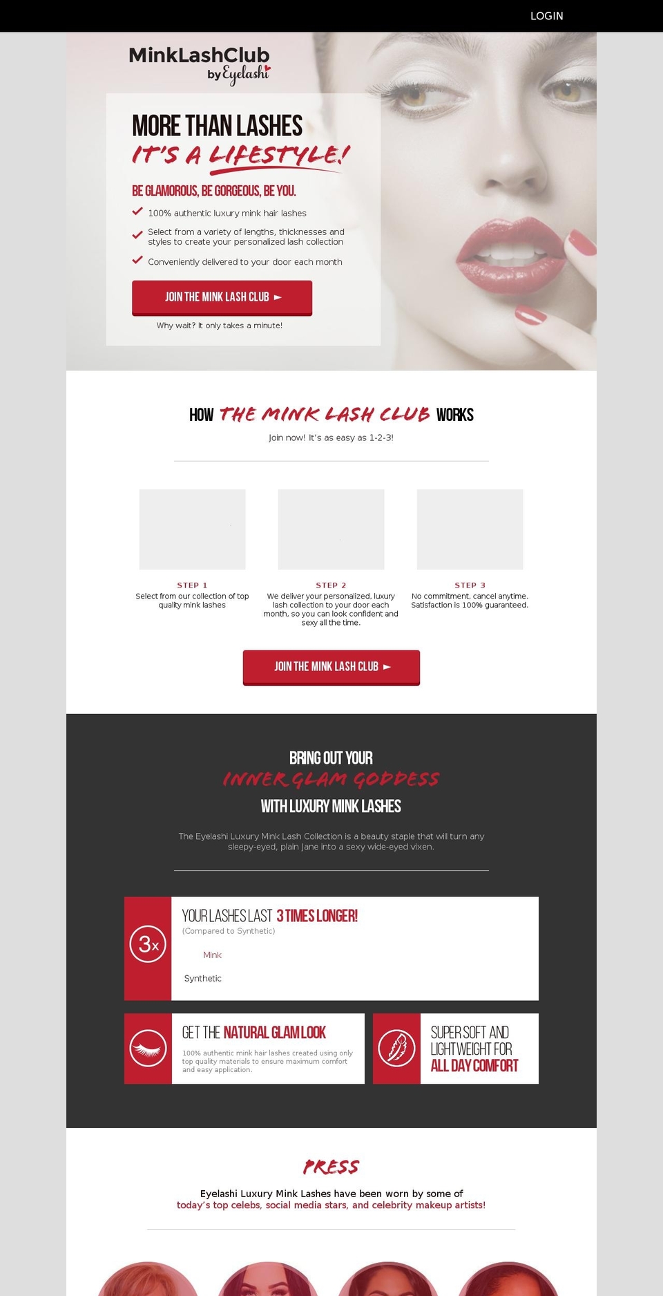minklashclub.com — Shopify storefront screenshot