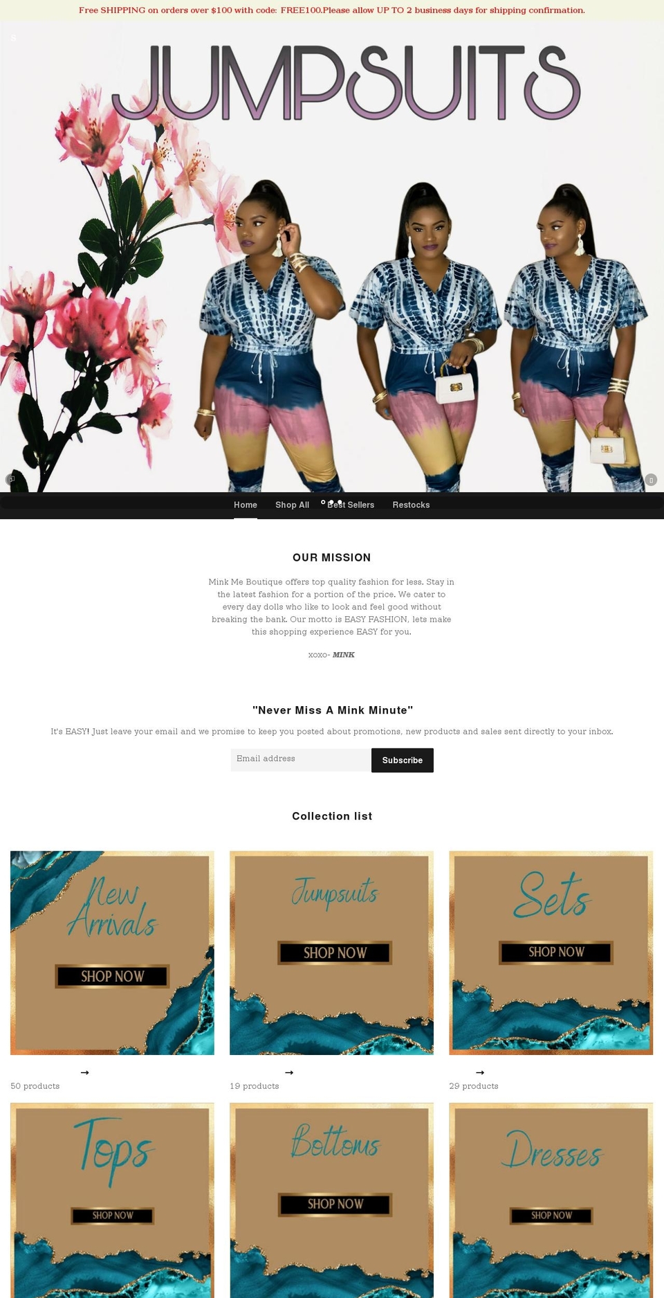 minkmeboutique.com shopify website screenshot