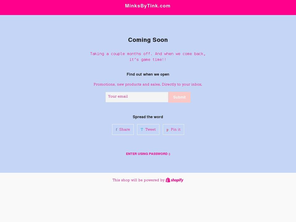 minksbytink.com — Shopify storefront screenshot
