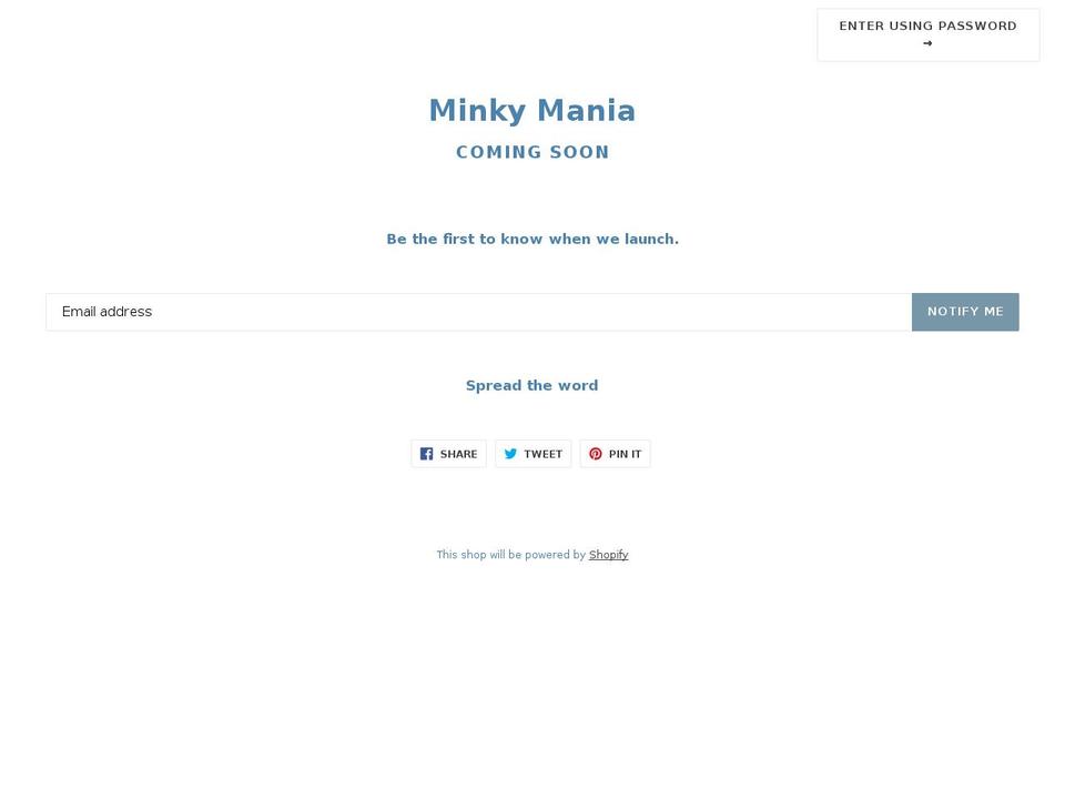 minkymania.com shopify website screenshot