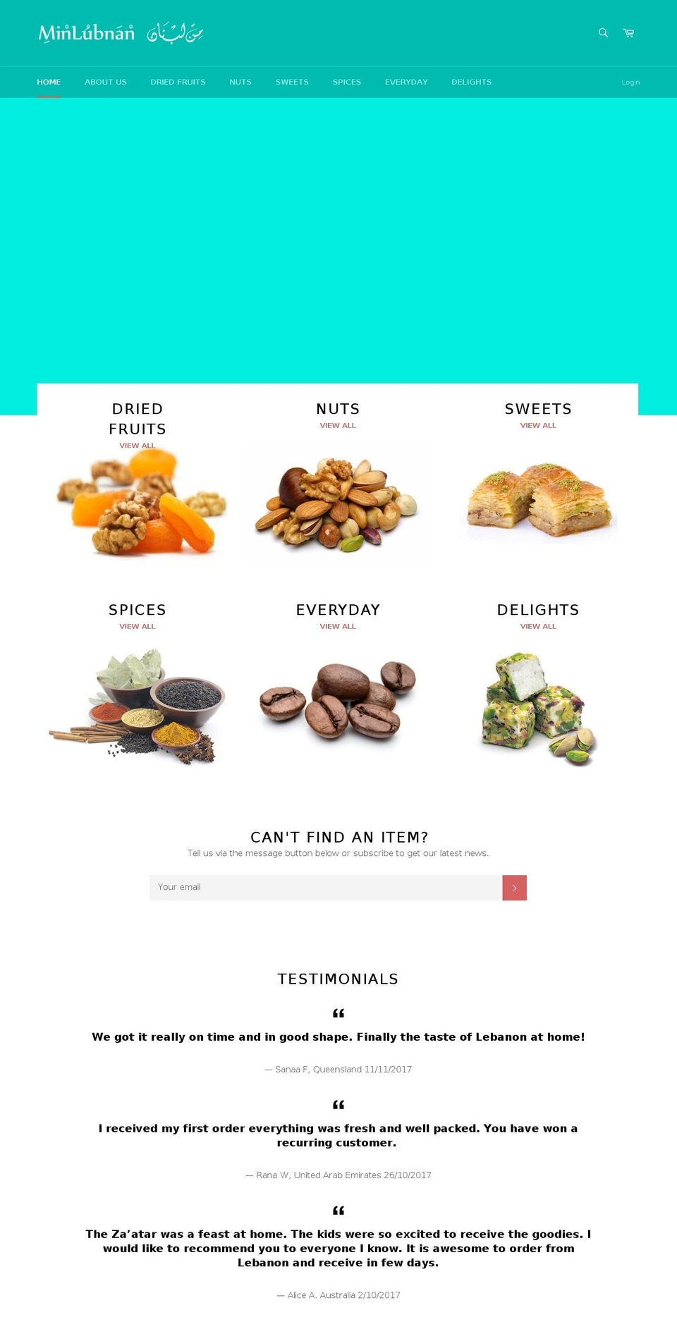 Lebanon Goodies Shopify theme site example minlubnan.com