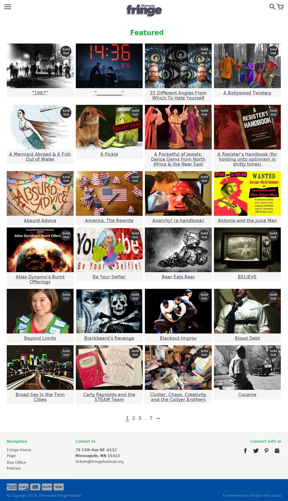 minnesota-fringe-festival.myshopify.com shopify website screenshot
