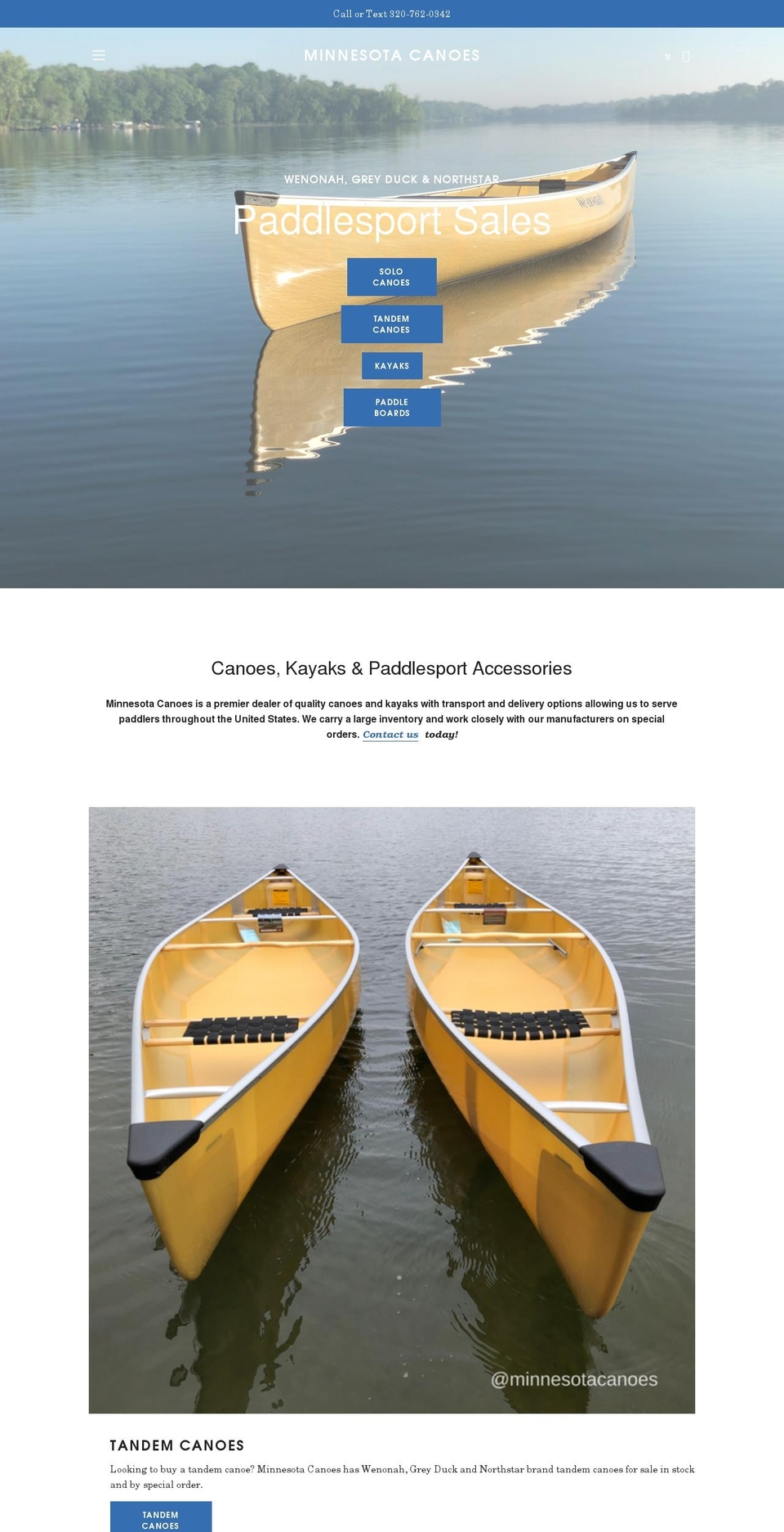 minnesotacanoes.com shopify website screenshot