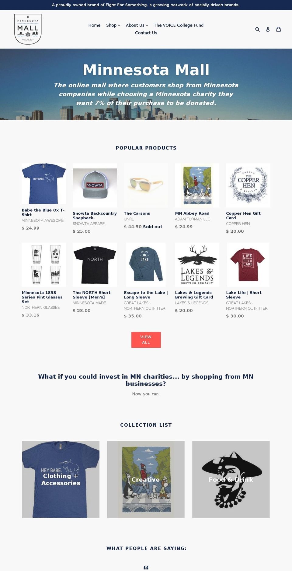 minnesotamall.com — Shopify storefront screenshot