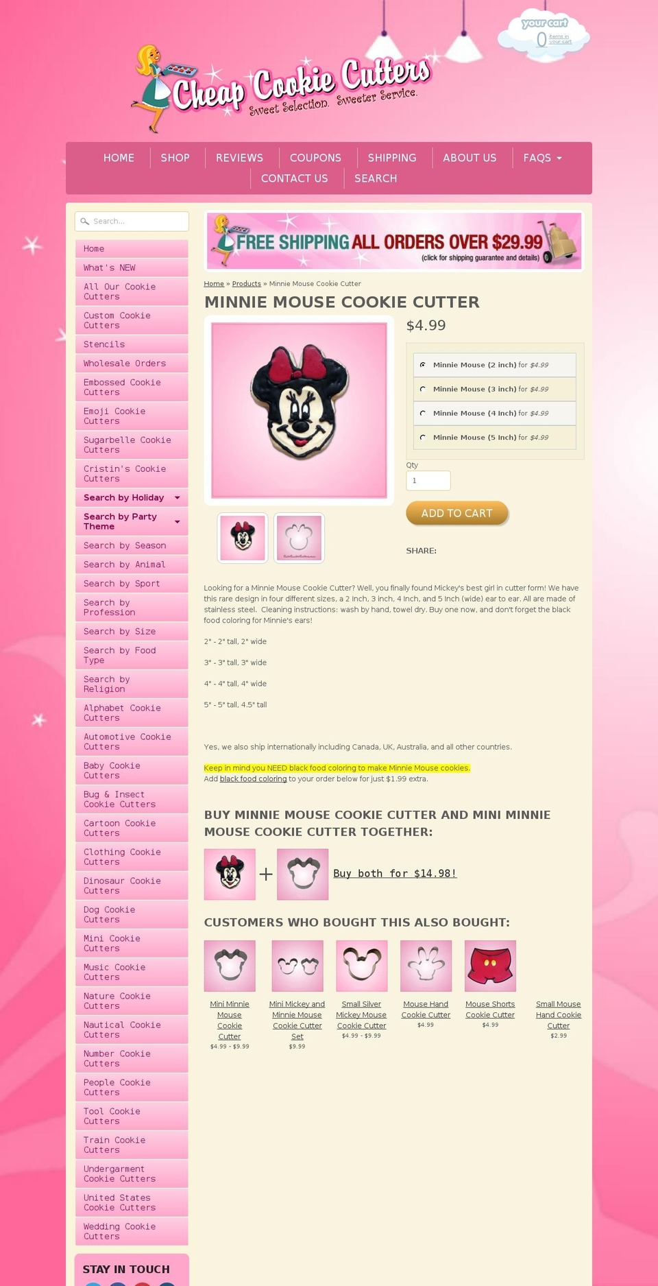 Cheap Cookie Cutters Shopify theme site example minniemousecookiecutter.com