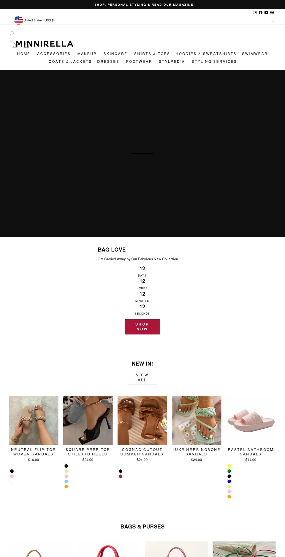 minnirella.com shopify website screenshot