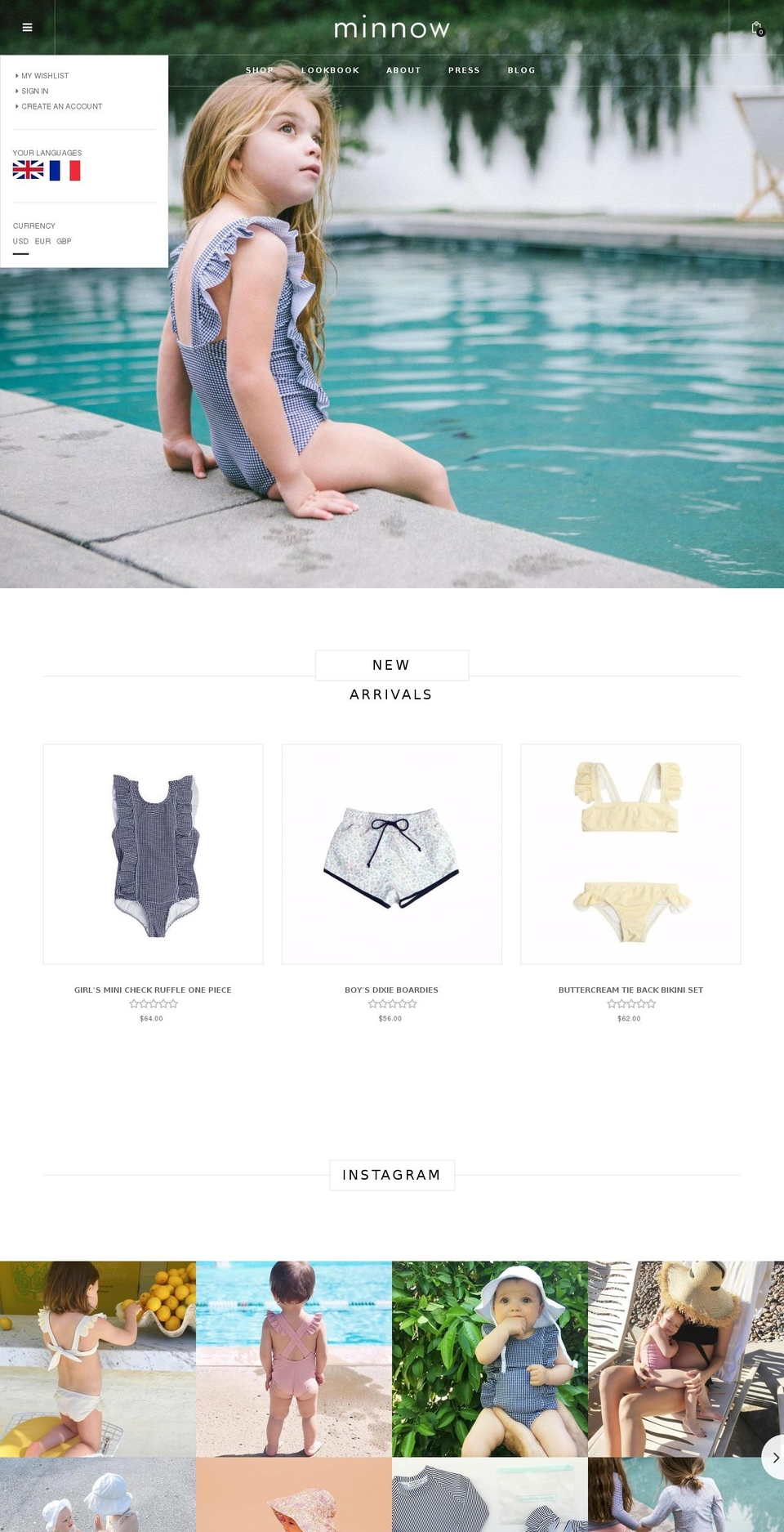 minnowswim.com shopify website screenshot