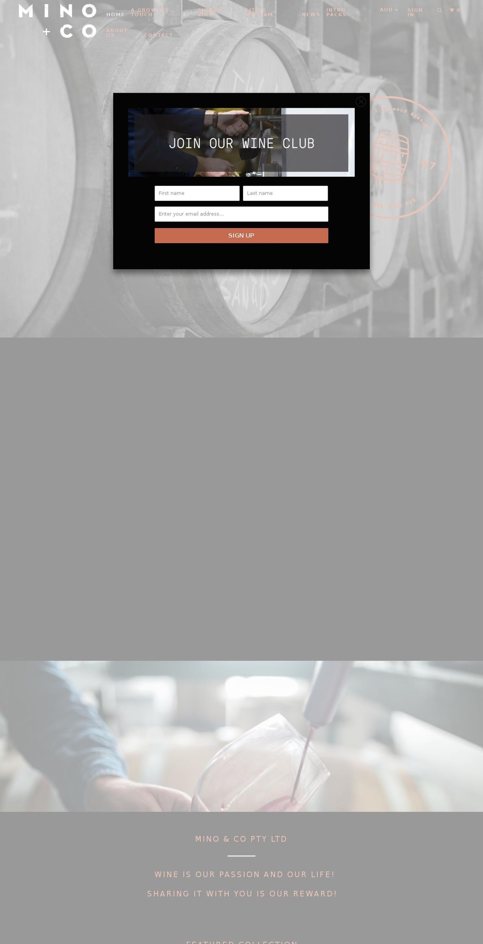 minoandco.com.au shopify website screenshot