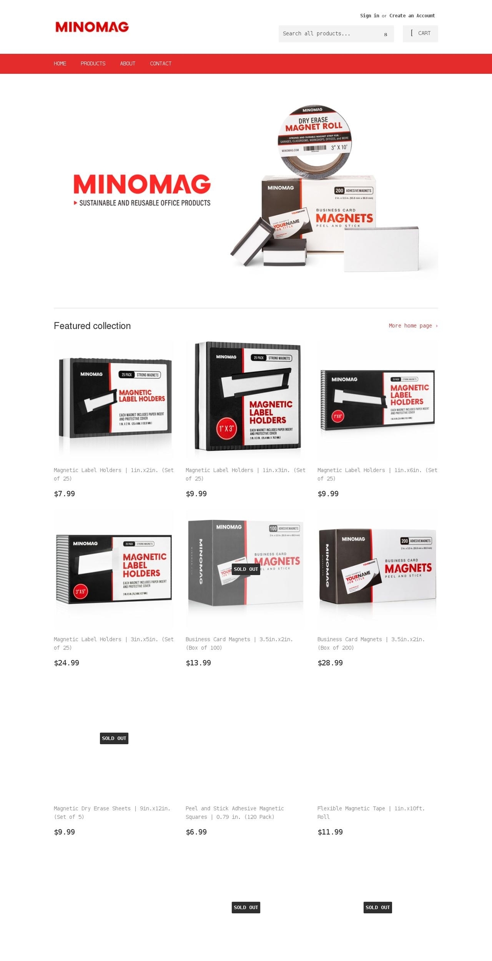 minomag.com shopify website screenshot