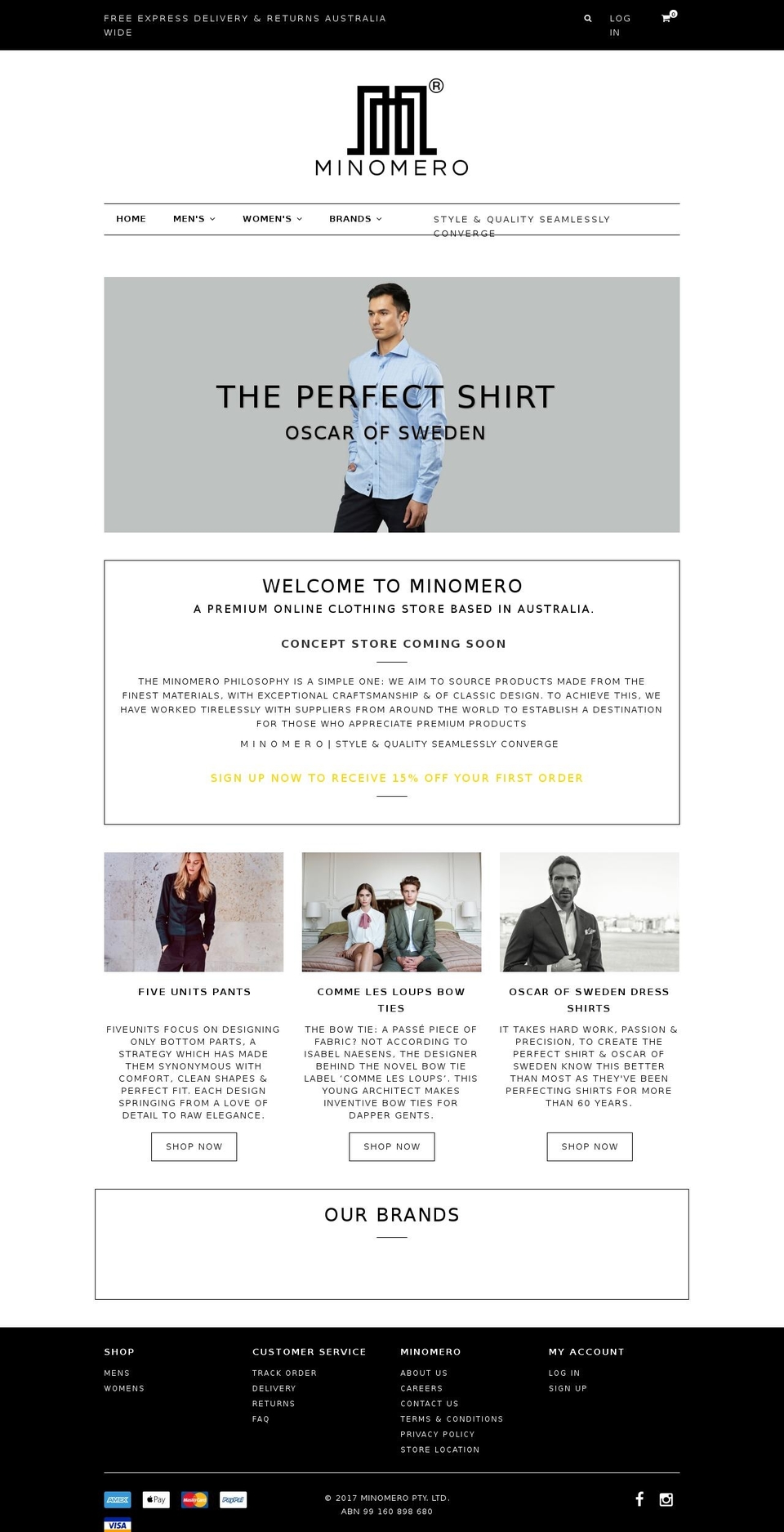 minomero.com.au shopify website screenshot