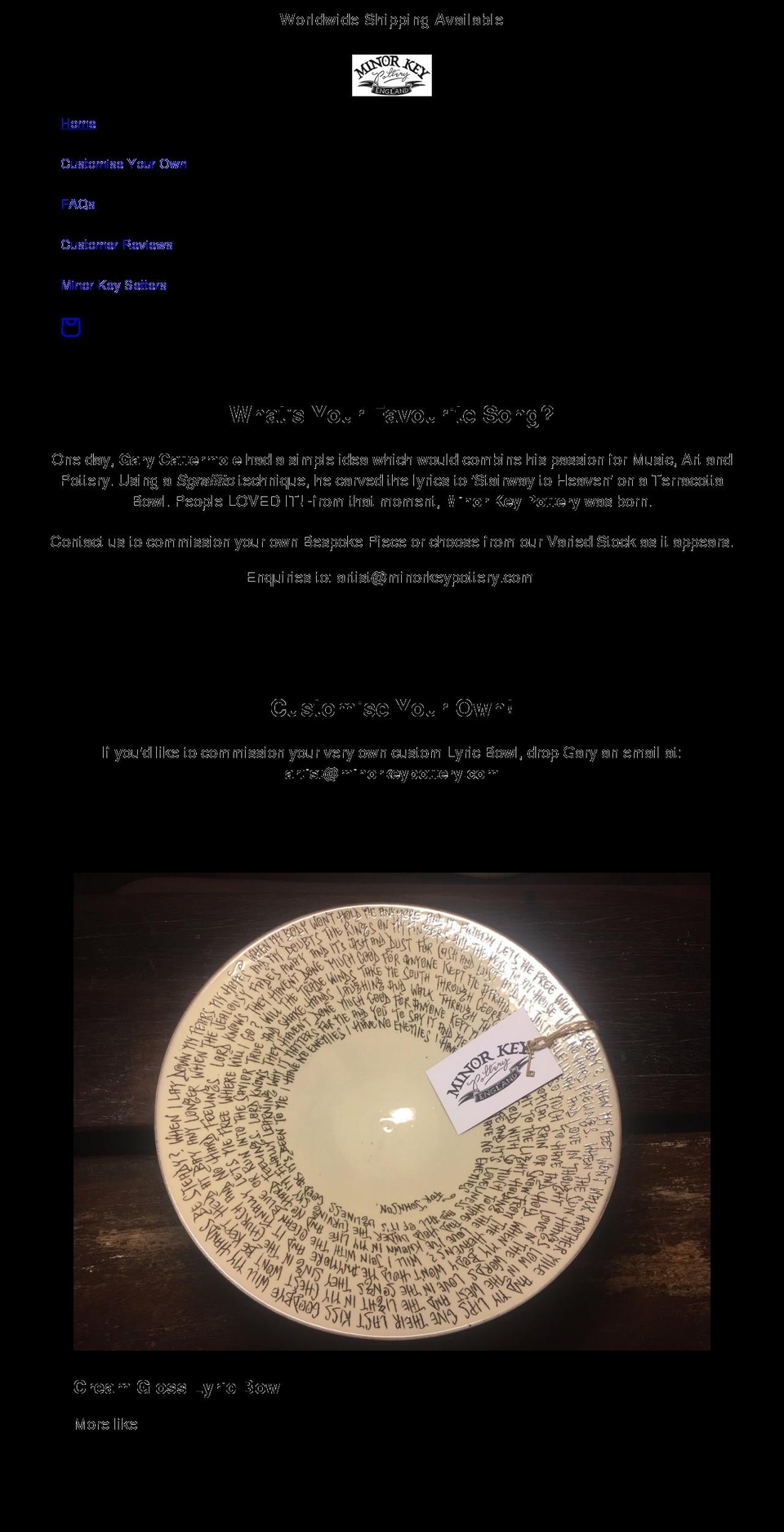 minorkeypottery.com shopify website screenshot