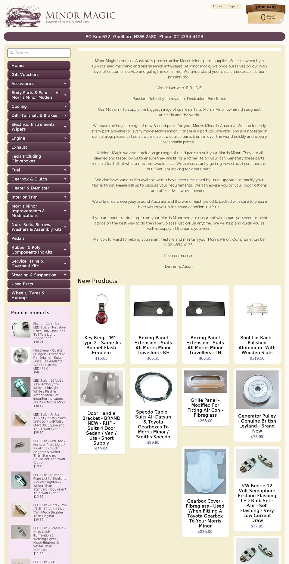 minormagic.com.au shopify website screenshot