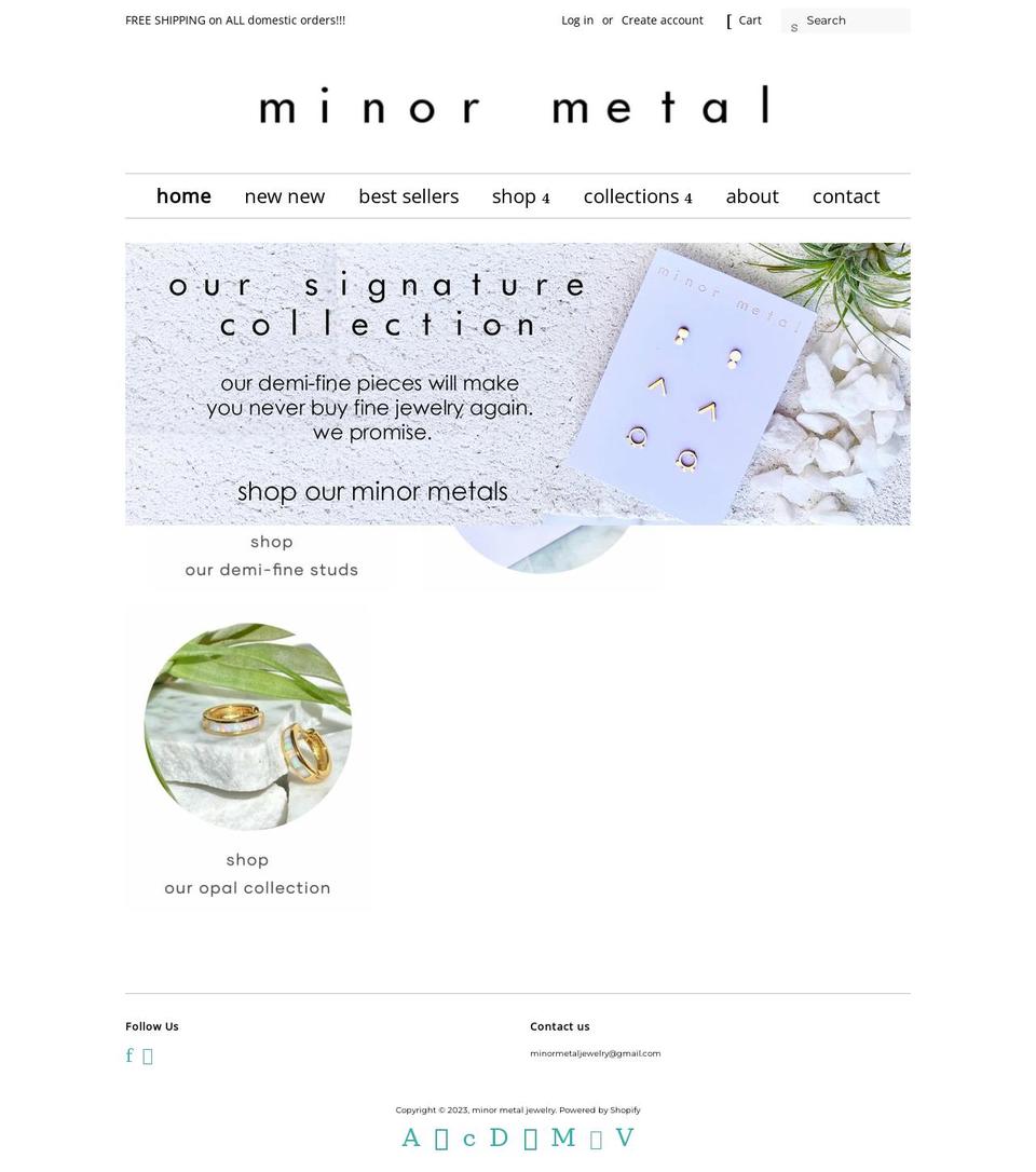 minormetaljewelry.com — Shopify storefront screenshot