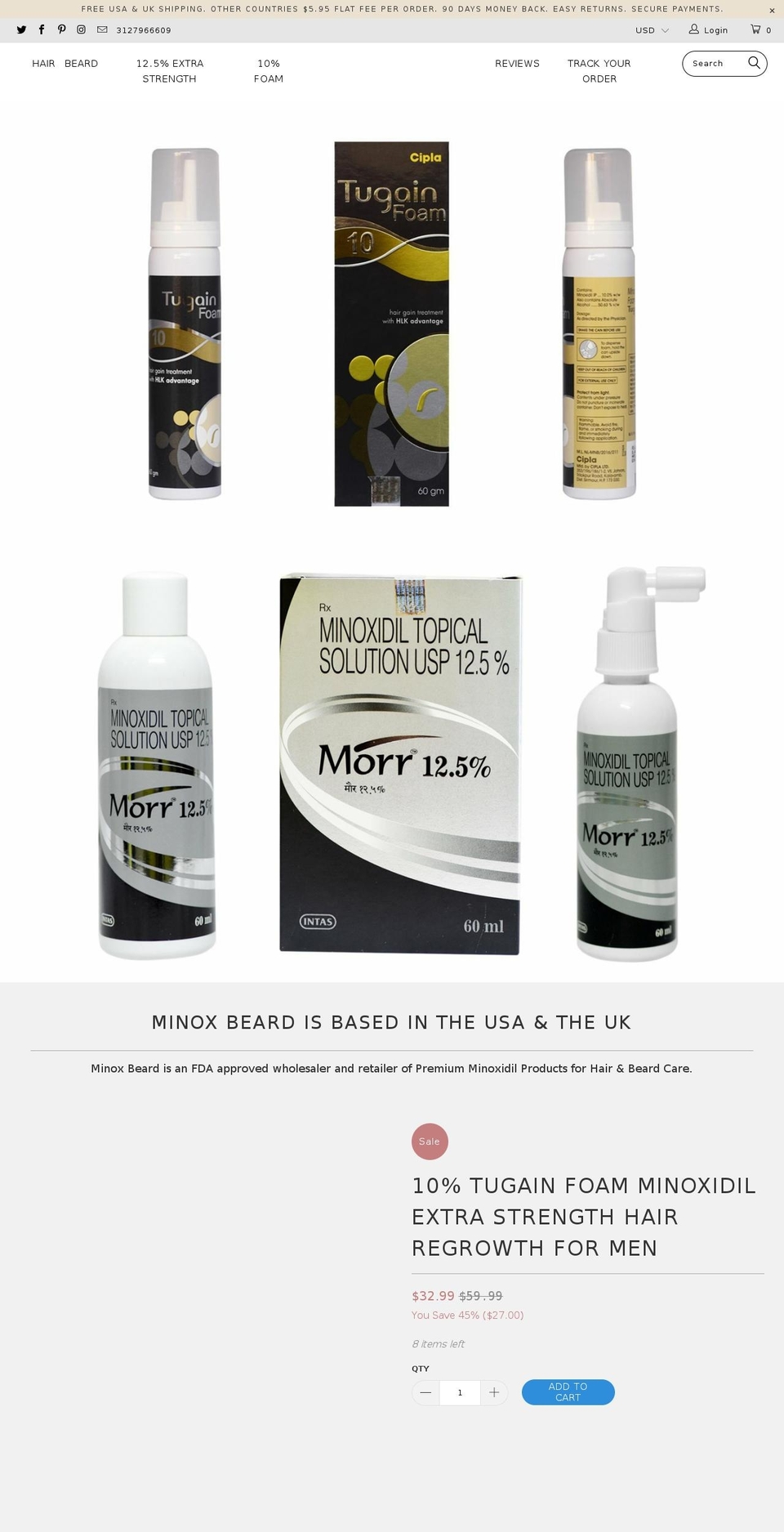 minoxbeard.com shopify website screenshot