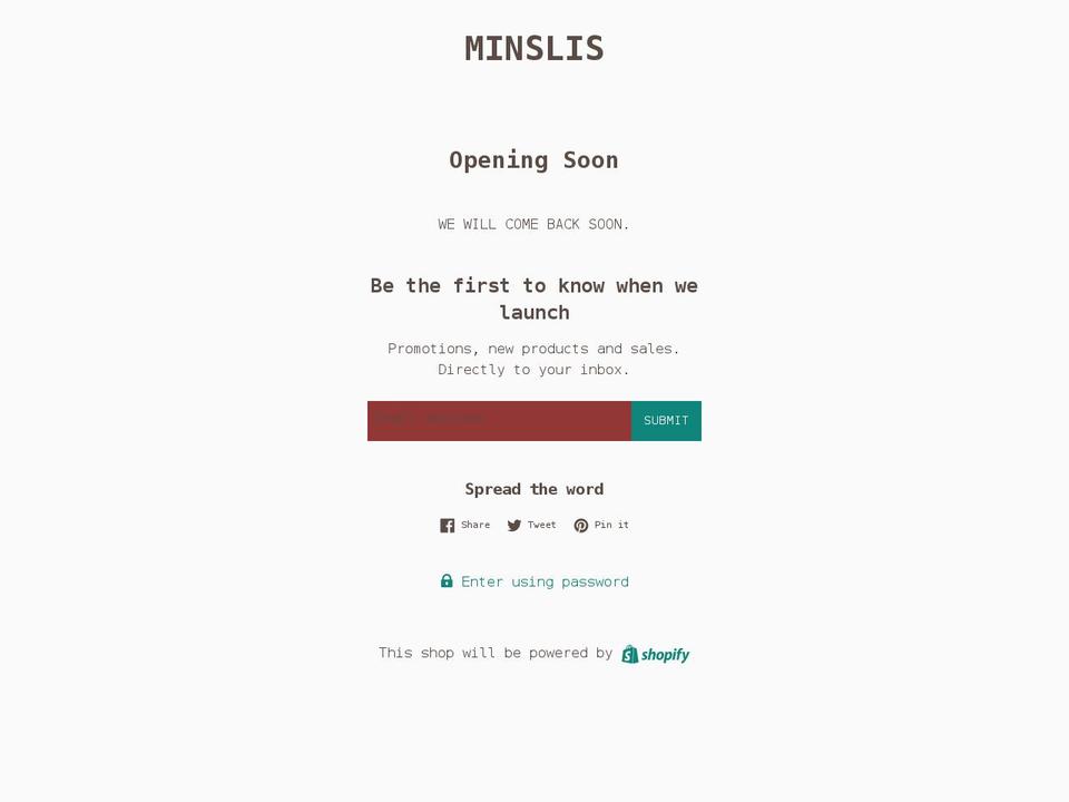 minslis.com shopify website screenshot
