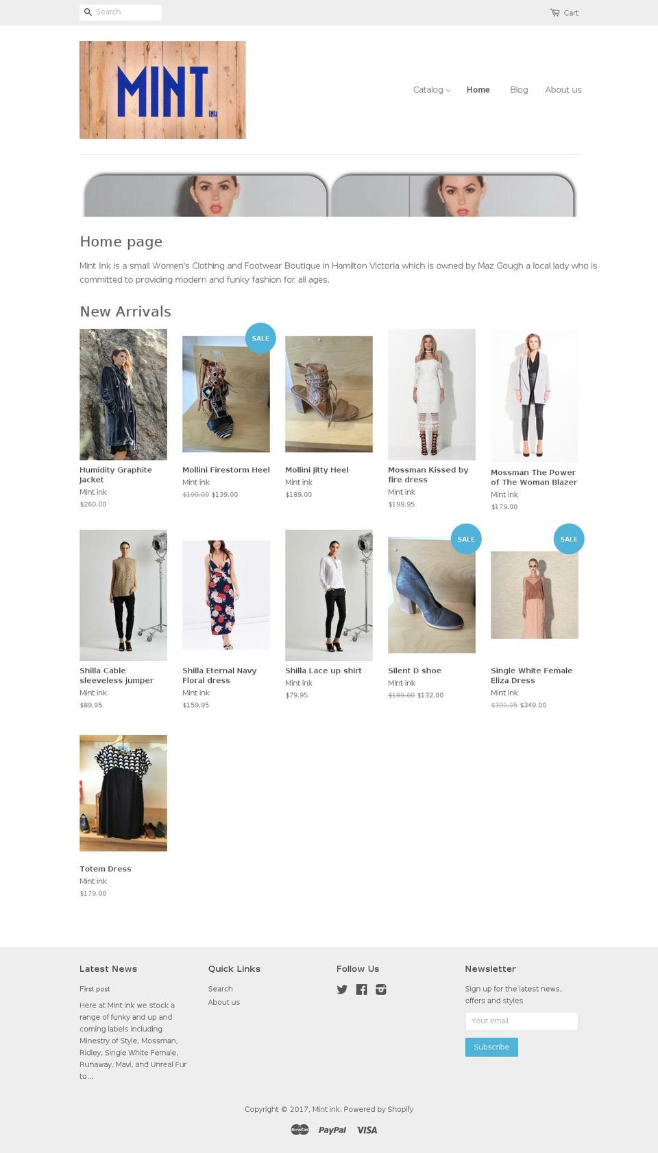 mint-ink.com shopify website screenshot