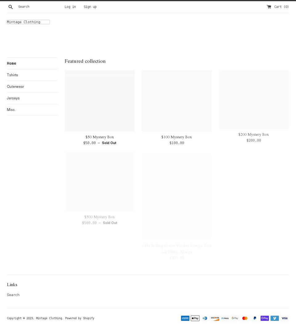 mintageclothing.com shopify website screenshot