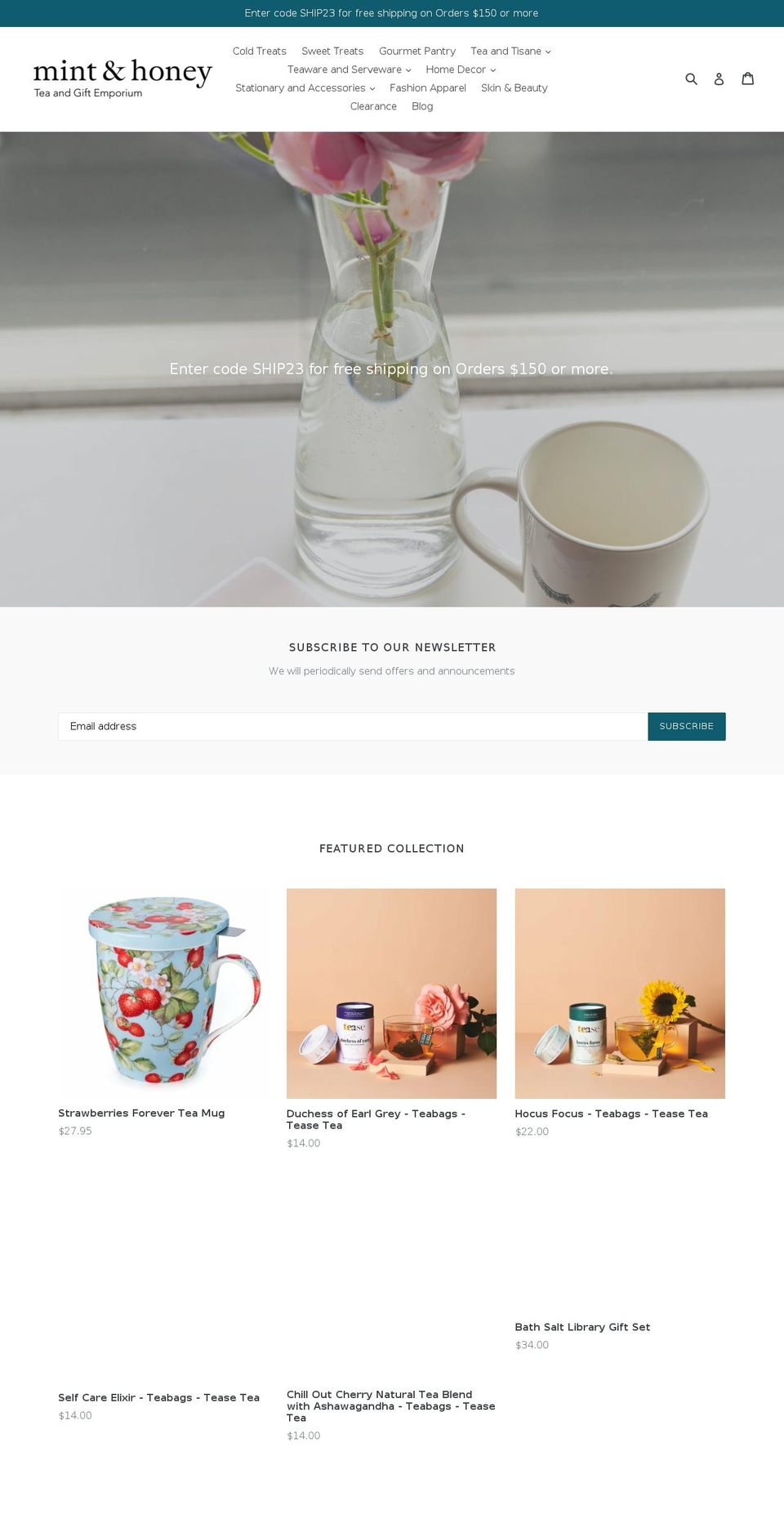 mintandhoney.ca shopify website screenshot